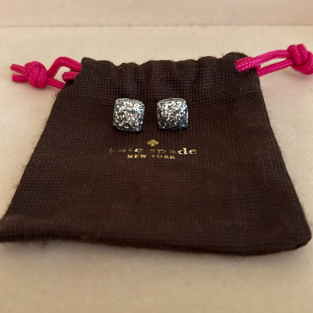 Kate Spade silver glitter studs